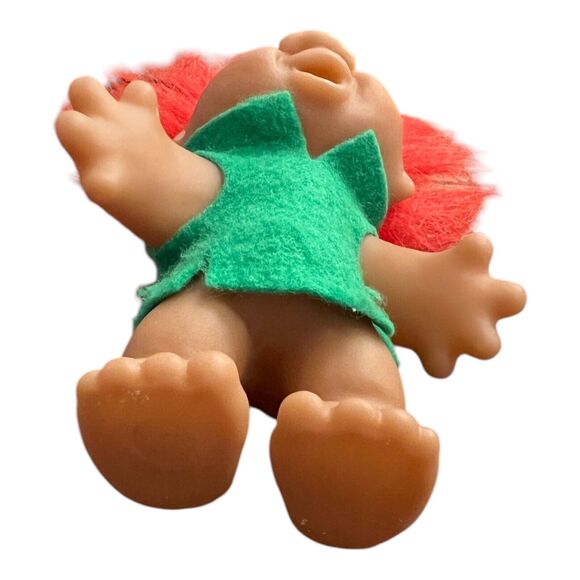 Vintage Dam 1986 Red Hair Troll Doll Green Felt Outfit Figure Norfin 4.5" - Picture 5 of 5